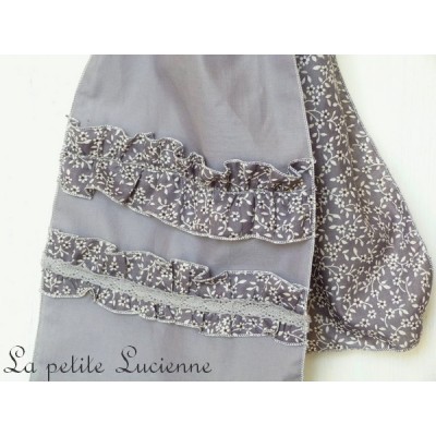 Foulard en liberty et voile de coton gris