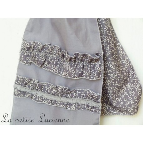 Foulard en liberty et voile de coton gris