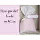 Sachet dragées: Monogramme brodé sur Lin rose poudré