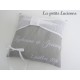 Coussin de mariage personnalisé brodé en lin gris et voile de lin