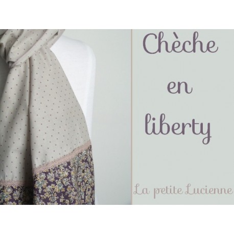 Chèche en liberty Tatum prune et voile de coton à pois figue