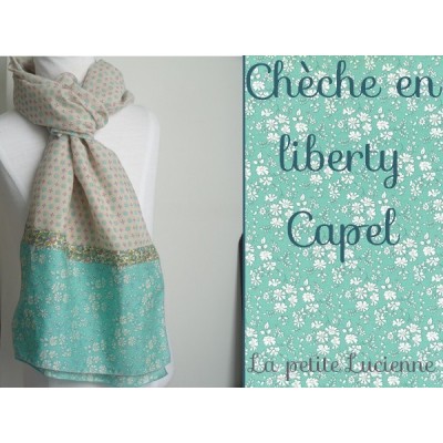Foulard en liberty Betsy Céladon et liberty capel turquoise- épuisé