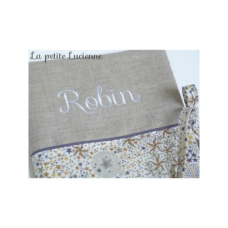 Protège carnet de santé personnalisé Liberty Capel rose nude tissu blanc  partie haute