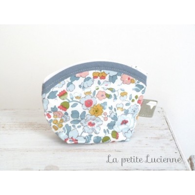 Porte monnaie en liberty Betsy porcelaine enduit