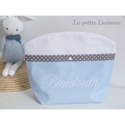 Trousse de toilette personnalisée bleue et étoiles