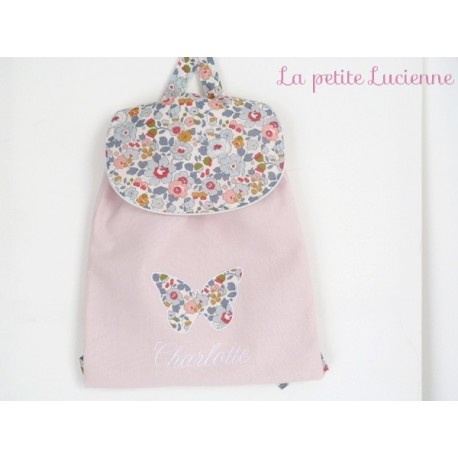 Sac à dos enfant personnalisé en liberty B porcelaine