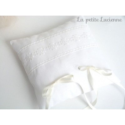 Coussin d'alliances, coussin mariage en lin