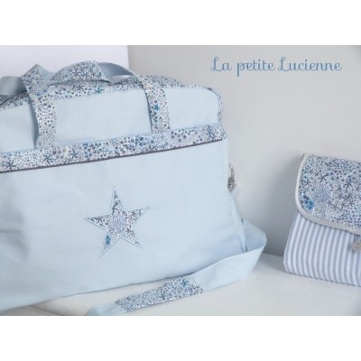 Sac à langer en liberty bleu