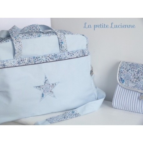 Sac à langer en liberty bleu