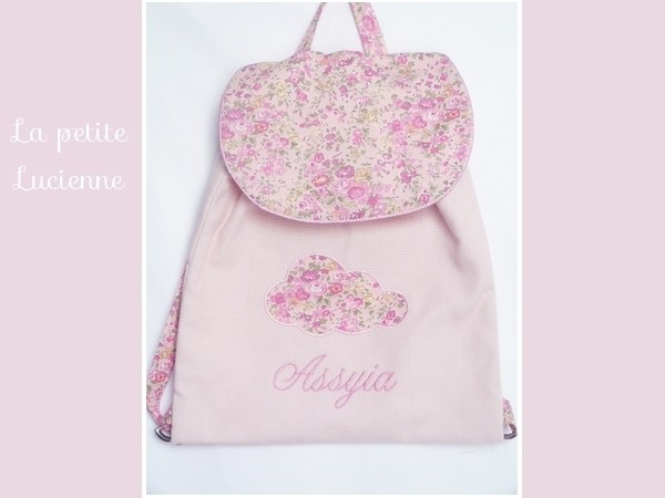 Sac à dos brodé Rose - Personnalisable