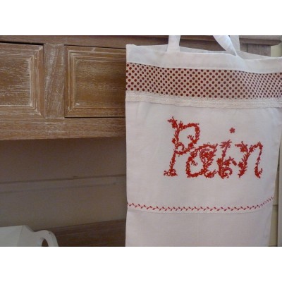 Sac à Pain En Lin Blanc - Motif Cœur Et Maison - Cadeau D'emménagement Traditionnel (pain Et Sel) - Dimensions 23x21x12 Cm