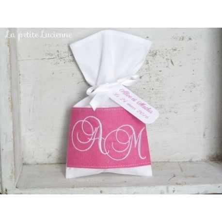 Sachet de mariage fushia et blanc