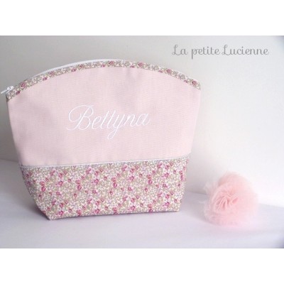 Trousse personnalisée rose et liberty