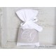 Ballotin en lin lavé gris perle mariage monogramme