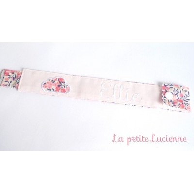 Attache tétine personnalisé liberty Pois de senteur