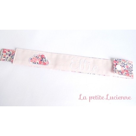 Attache tétine personnalisé liberty Pois de senteur