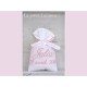 Sachet de dragées Lin rose poudré brodé Bois de rose