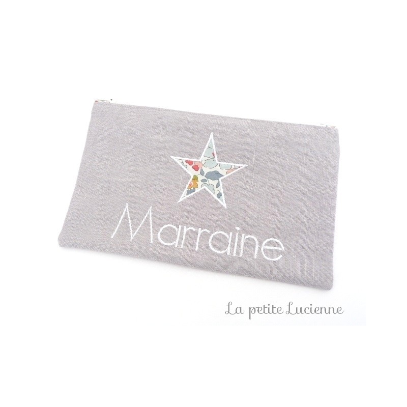 Cadeau pour parrain ou marraine: Trousse brodée