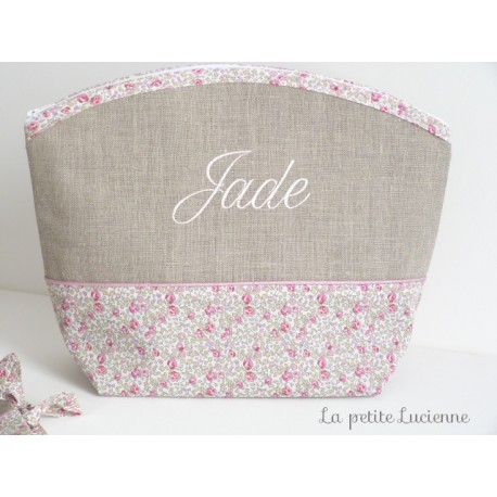 Trousse en  liberty rose Eloise