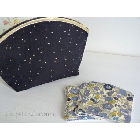 Trousse gaze de coton noir et doré