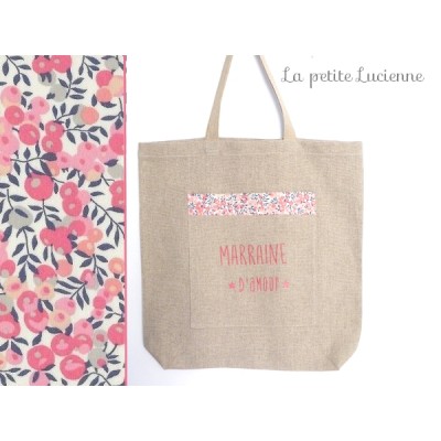 Totebag Marraine en liberty