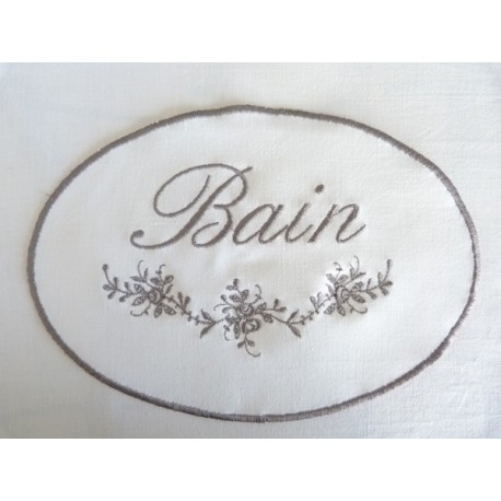 Monogramme médaillon brodé "Bain"