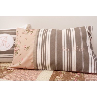 Housse de coussin Shabby chic et toile coutil