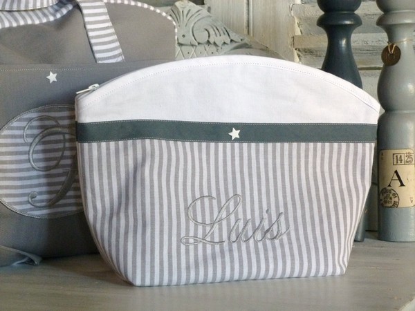 Grande Trousse De Toilette Bébé Incidence Paris - Modèle 'SOS' Gris, Rangement Pratique