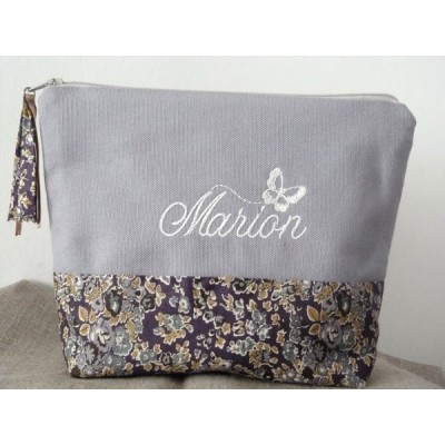 Trousse brodée en Liberty Tatum - Petit ou grand format