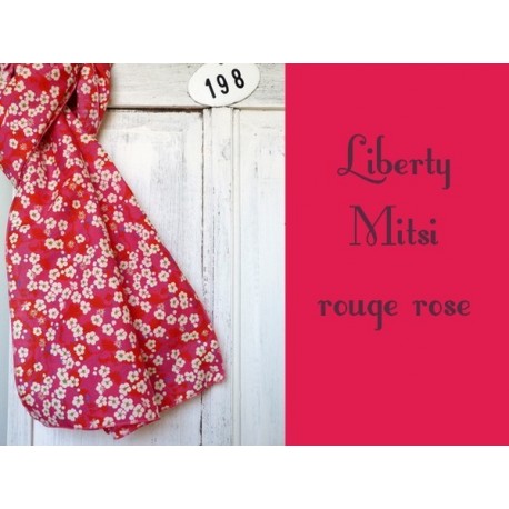 Chèche foulard en liberty Mitsi Rouge Rose